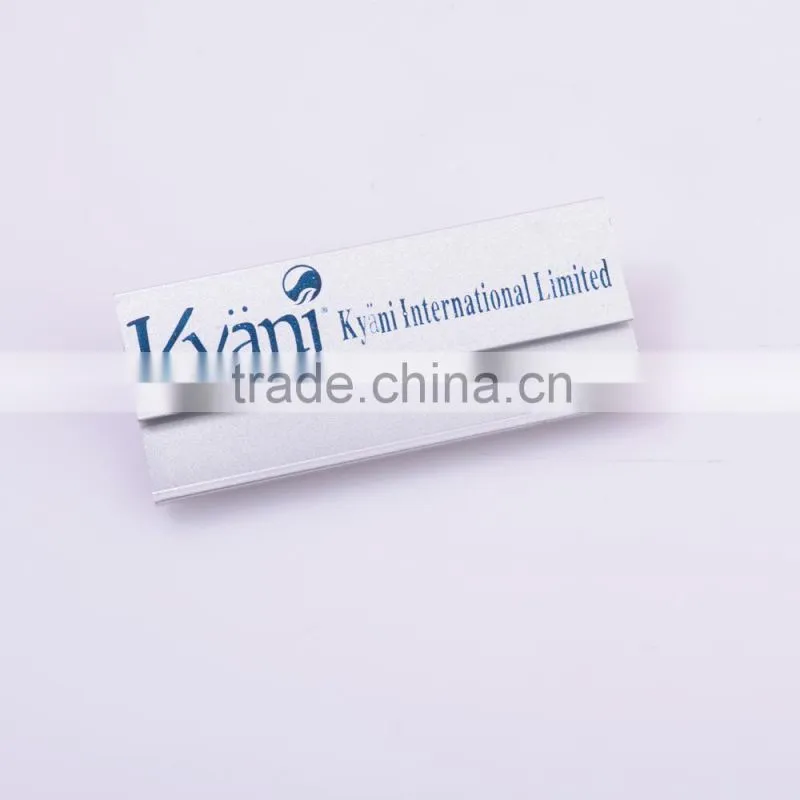 Custom best quality nameplate with plastic safety pin