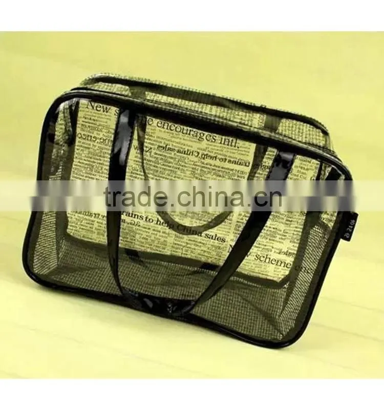 Fashional handmade promotional unique reusable clear cosmetic pvc tote bag