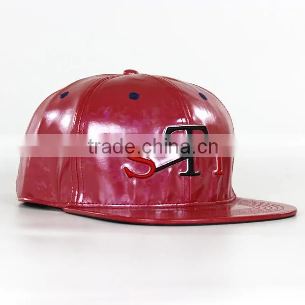 leather flat bill hat,hiphop flat brim cap hat,leather flat brim snapback hat