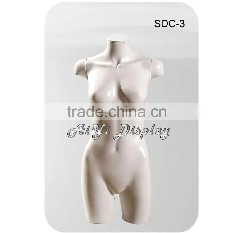 artistic white glossy polypropylene display 3/4 torso female mannequin torso female