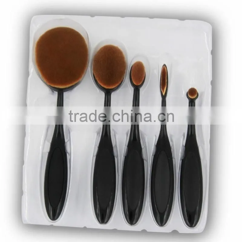 5pcs New Arrival Oval Brushes Black Color Oval Makeup Brush Set Toothbrush Set