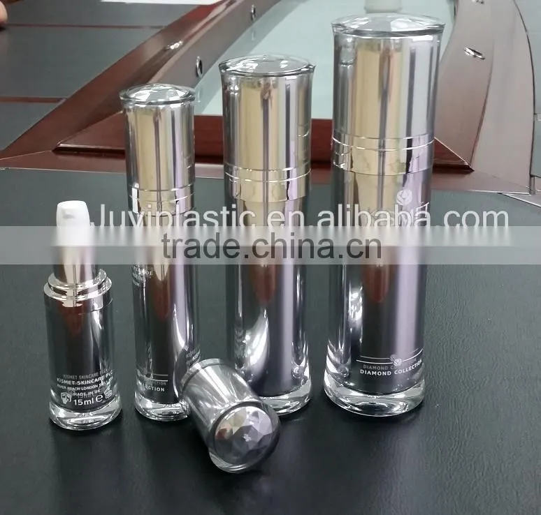 Fashion acrylic lotion bottle 120ml cosmetic packaging plastic bottle silver color
