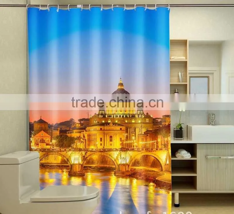 Photo Printed Building Shower Curtain