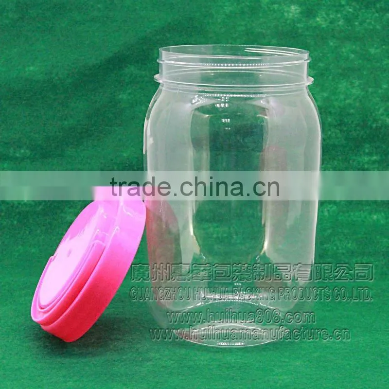 clear candy plastic jar with yellow screw cap