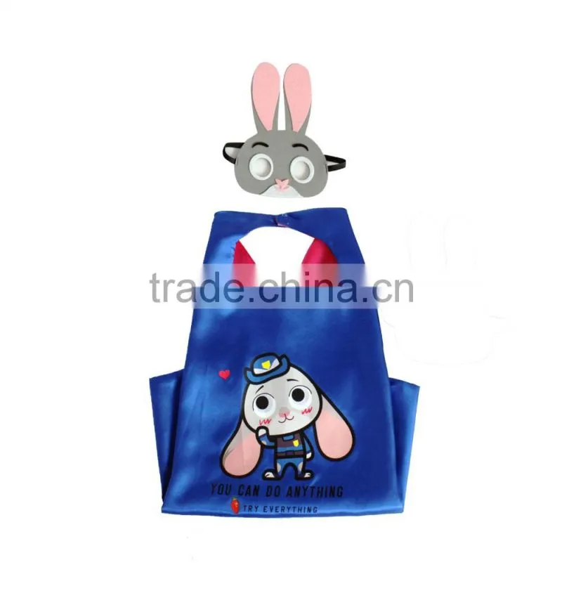 Hot Selling 70x70cm Satin Superhero Promotional Cape With Mask