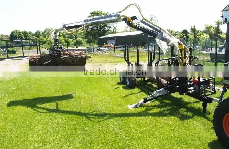 Top quality! log trailers with grapple/ log loader trailer with crane