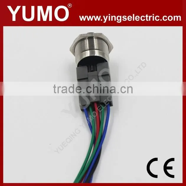 LA19 series IP65 6 pin terminal 5A/250VAC Stainless metal push button with connector metal push button socket base