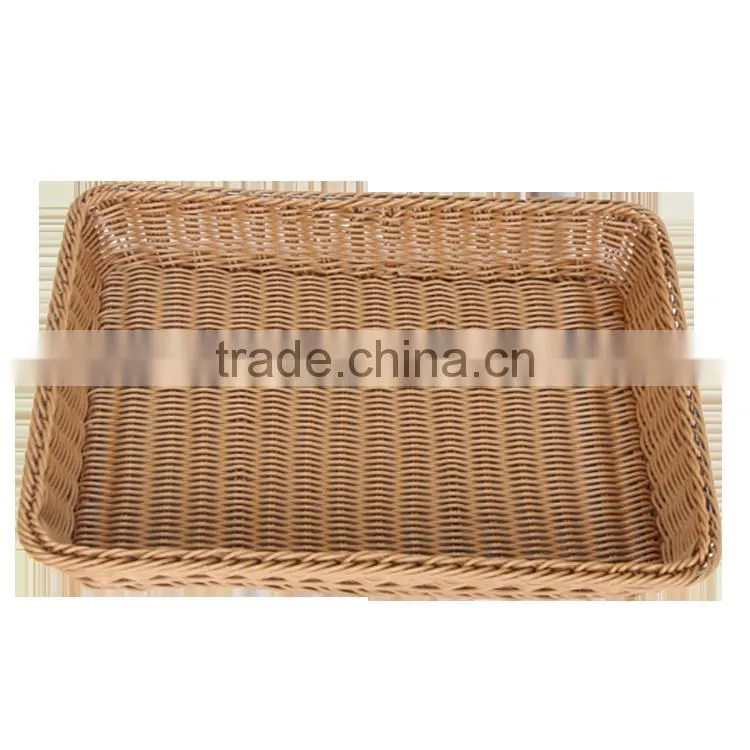 S&D wholesale brown plastic rattan wedding fruit basket decoration