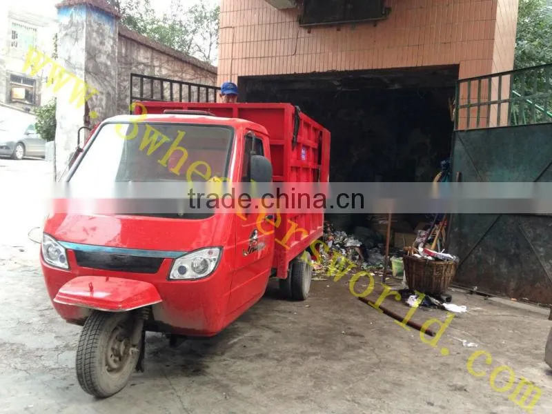 lifan trike motorcycle water cooled 3 wheel gabage truck/dump truck for sale