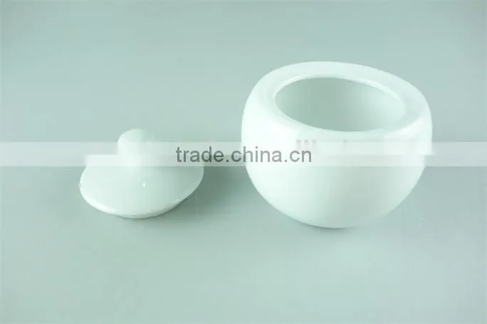 cheap ceramic plain white dinnerware type round sugar pot with lid