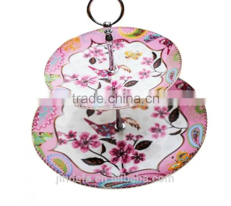 ceramic double layer cake plate