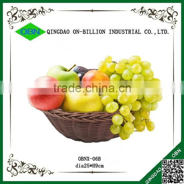 Artificial decorative plastic rattan fruit basket