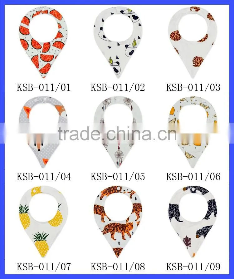 Baby Unisex Animal And Fruit Print Drooling And Teething Baby Bibs Triangle