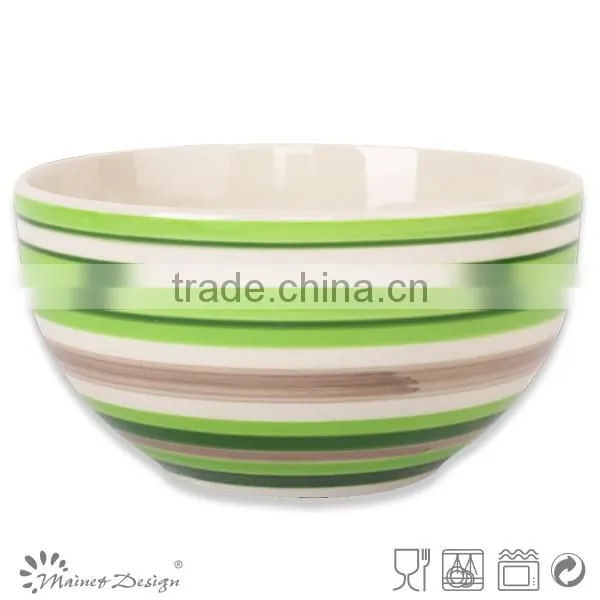 Stripe hand painted ceramic food bowl