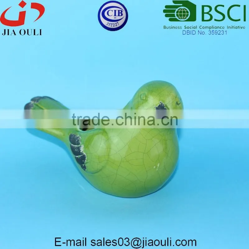 BSCI Audit Factory Antique style garden decor ceramic bird, garden planter bird