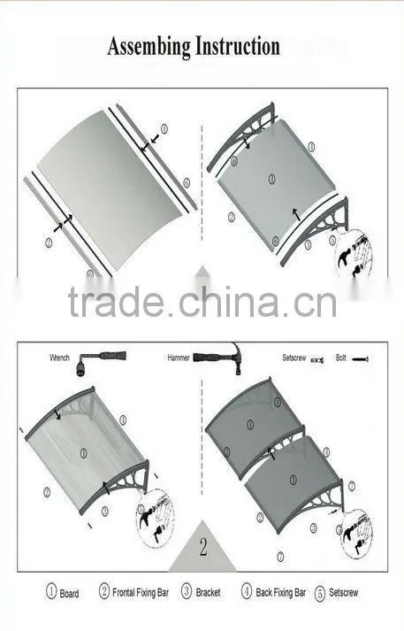 Outdoor Aluminum Awning Kit Porch Front Door Canopy Window