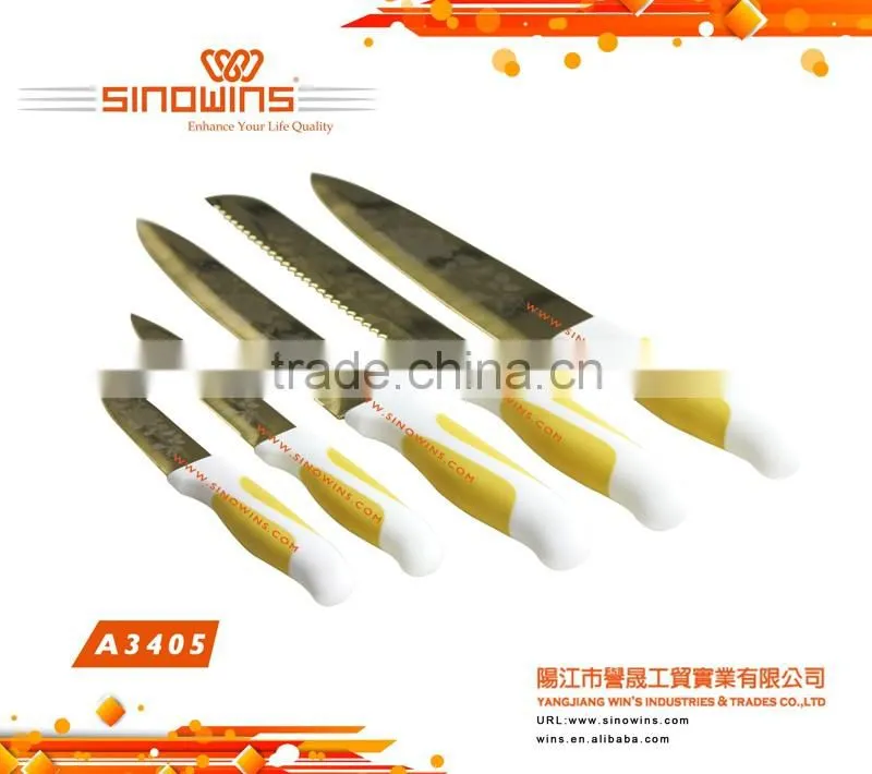 Hollow handle stainless steel 5 pieces kitchen knife set