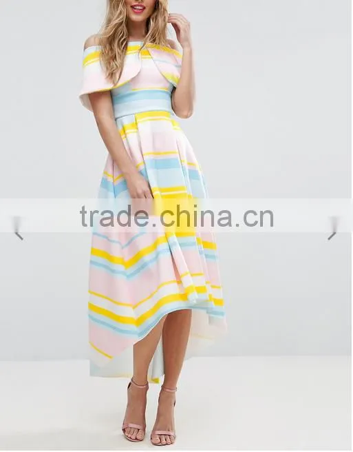 OEM Service Supply Type And Evening / Formal Dresses Type Elegant Evening Dress/ Print Off-shoulder Dress