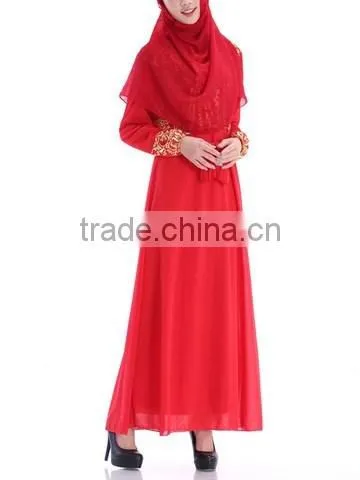 Guangzhou Wholesale Clothing OEM Hijab Style Bright Front Long Sleeve Ten Colors Chiffon Jalabiya With Sash