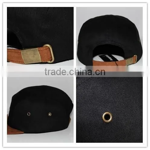 Custom Woven Tag Corduroy Leather Strap Cheap Wholesale 5 Panel Hat