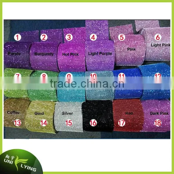 Newest Colorful Bling hot fix rhinestone mesh trimming