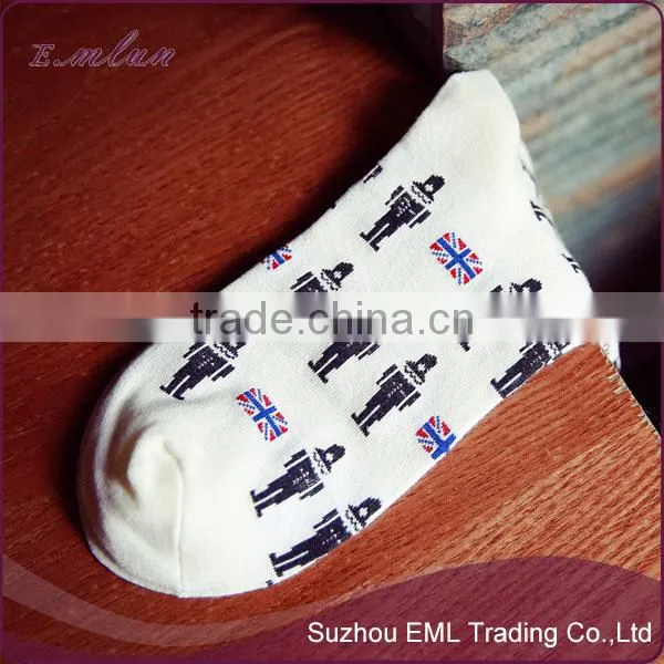 Wholesale fashion soldier cartoon printed boy white socks