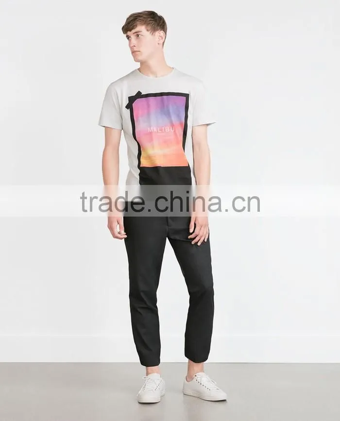 100 percent cotton men t shirt manufacturing printed with colorful patterns