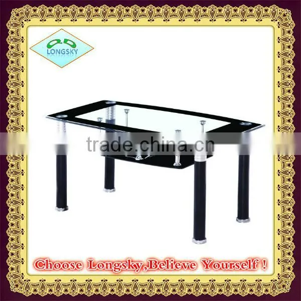 2014 hot selling high quality Modern beautiful tempered glass dining tables