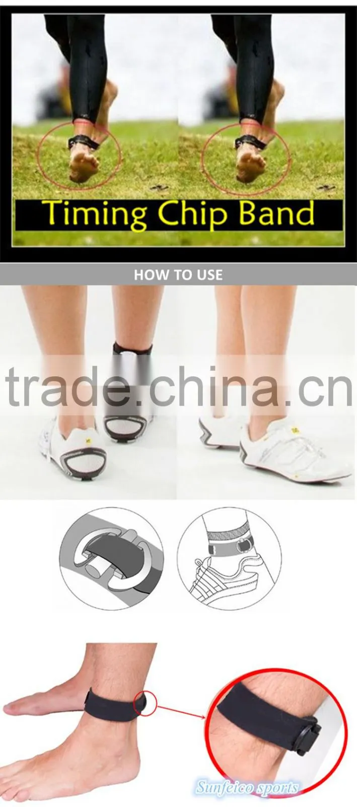 Neon Green Timing Chip Bands for Racing Athletes - Running Neoprene Hook and Look Strap Waterproofs - Ebay/Amozn Supplier