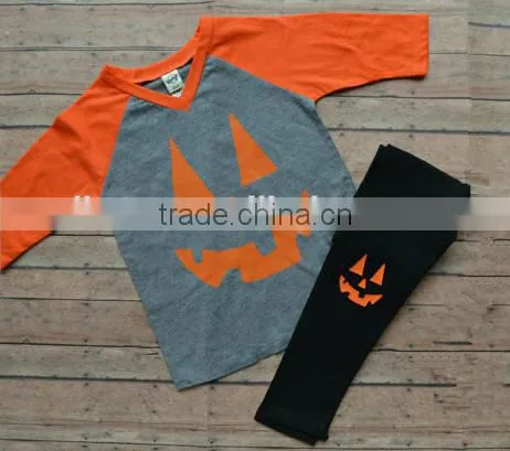 Wholesale children's boutique Halloween orange stripes patterned suit