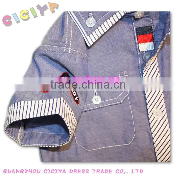 Handsome boys short sleeve design casual shirt for small boys custom wholesale