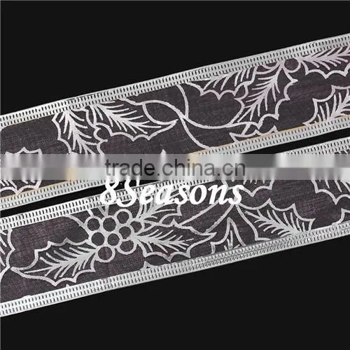 Pink Christmas Pattern Organza Ribbon For Christmas Decoration 3.8cm