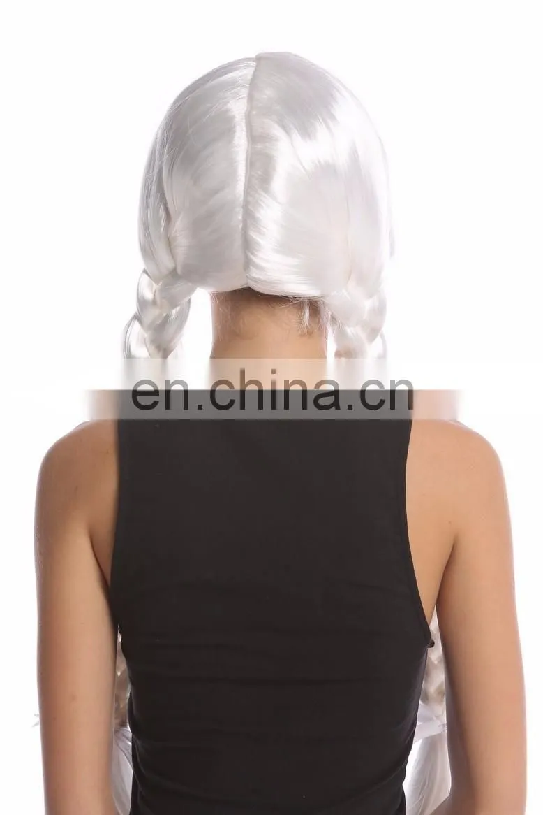Carnival white pigtail party wigs P-W232