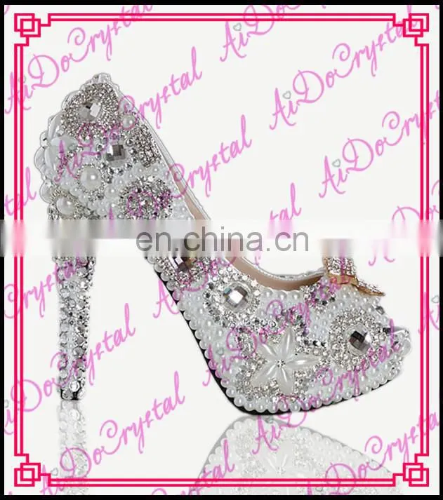 Aidocrystal 3.5inch white pearl with jewelry bridal wedding shoes