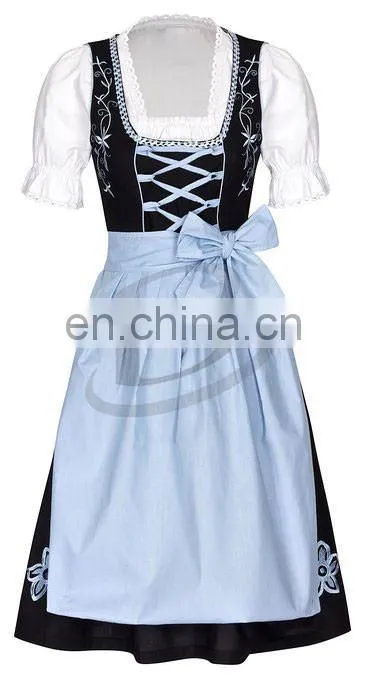 Handmade"Black 100%Cotton Dirndl German Bavarian Dress (Oktoberfest Dirndl)