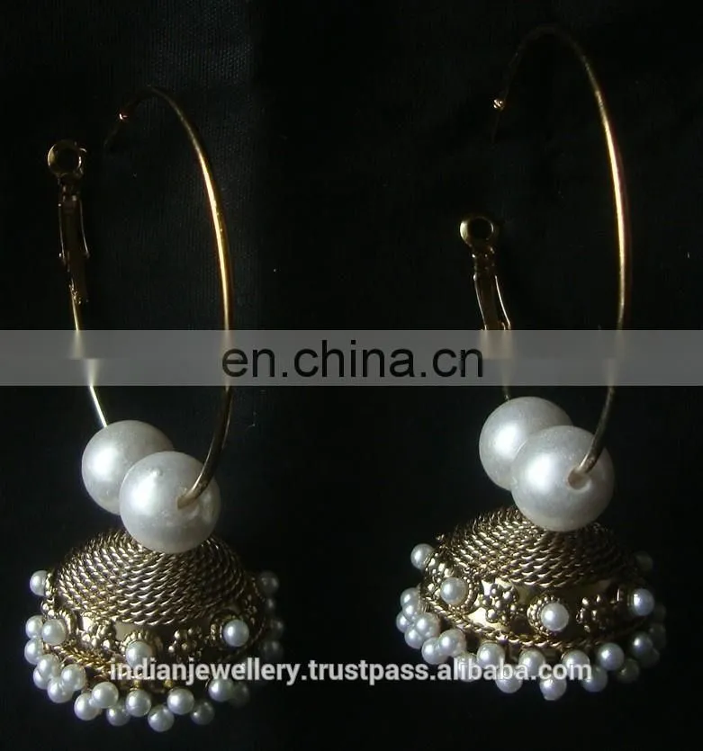 Indian Jewelry Jhumka Earrings, Big jhumka, Gold silver plated earrings Manufacturer