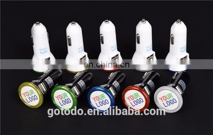 Car dual usb charger with your LOGO and LED ring, micro universal dual usb car charger