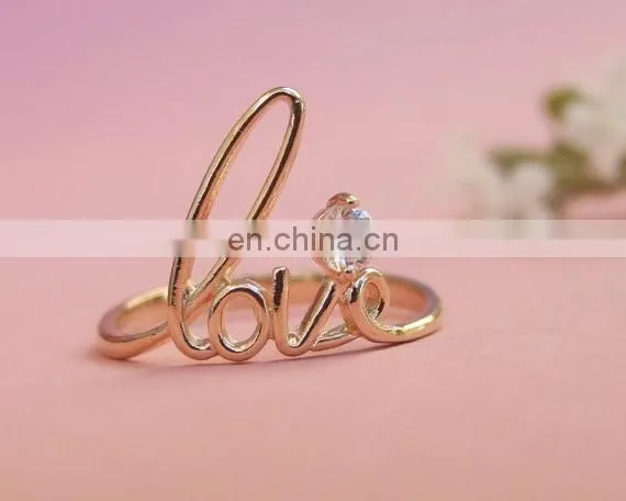 Fashion white crystal love beautiful gold rings designs for Bridesmaid