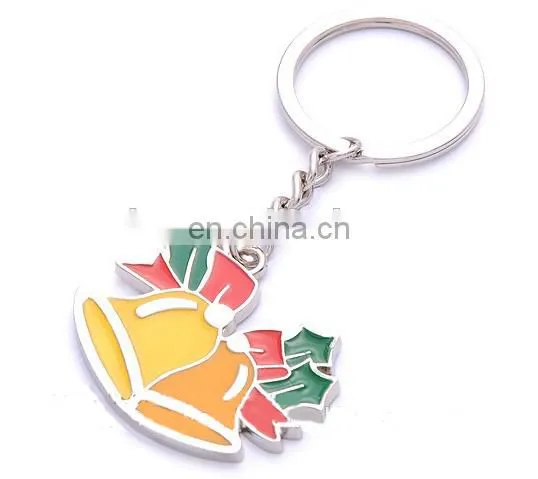 PROMOTIONAL COLORFUL CHRISTMAS JINGLE BELL KEY RING CHAIN
