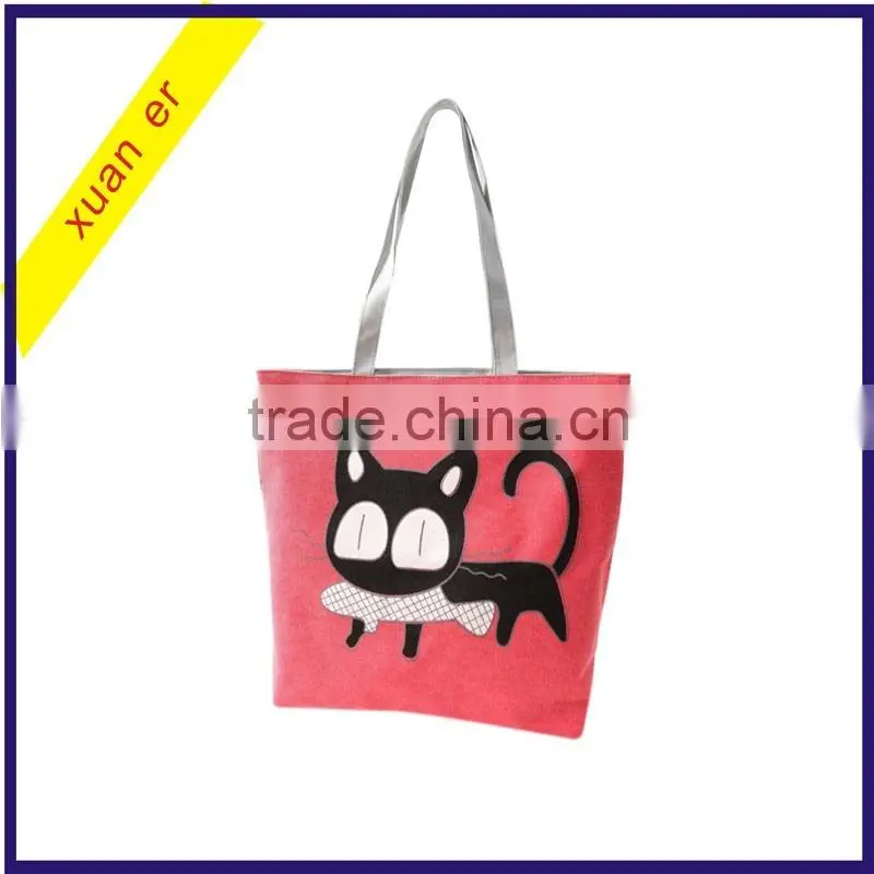 Fashion cartoon animals custom cat printed canvas messenger handbags