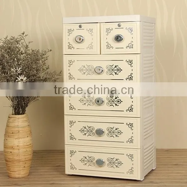 Plastic storage cabinet household baby clothes drawers with lock