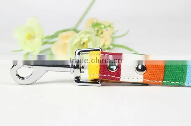 rainbow color small MOQ PU leather dog leash wholesale