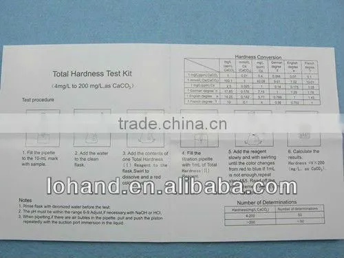 Hotsale low cost water test total hardness of water test kit