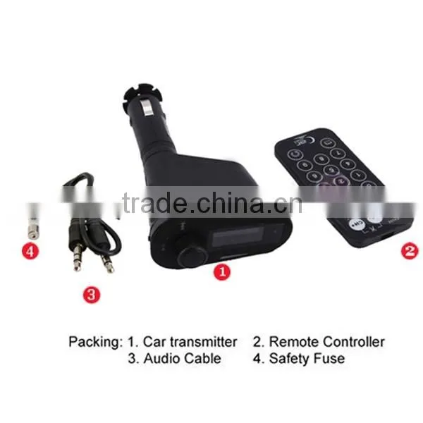 Car MP3 WMA Player/ FM transmitter; Support SD/MMC memory card(Max 8GB) and USB flash driver