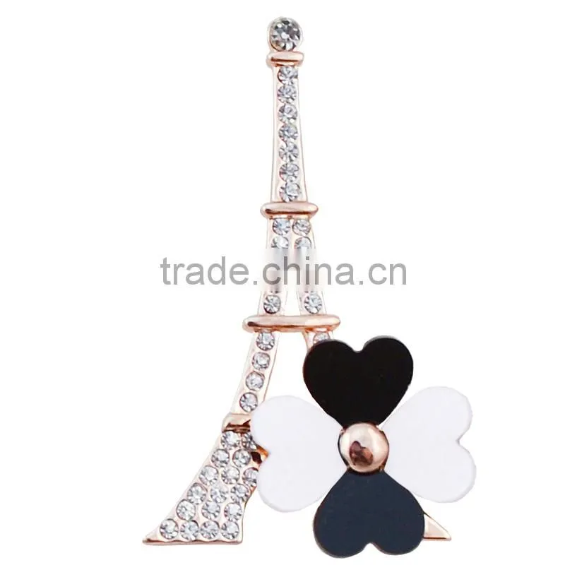 Fashion new design rhinestone Eiffel Tower samll brooch for charm ladies wholesale