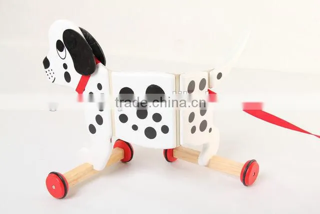 Toddler wooden dog pull toys