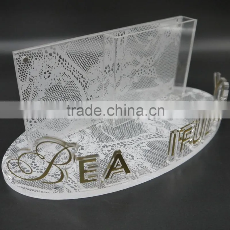 custom silk screen printing plexiglass/acrylic/PMMA retial counter cosmetic leaflet pocket display stand,table brochure holder