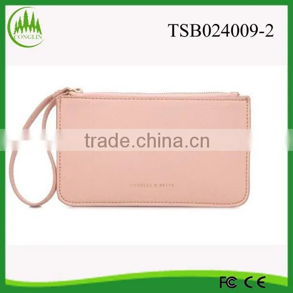 2016 popular ladies simple color zip purse