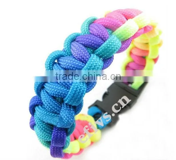 Climbing gear 550 7 inner rainbow paracord wholesale camping equipment china