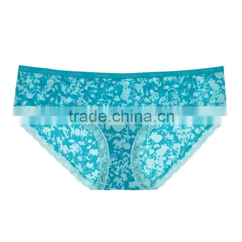 Best selling comfortable women polyester printing lace brief underwear
